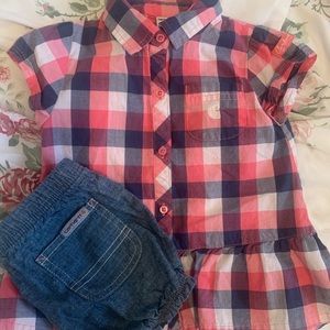 Carhartt Pink Plaid and Denim Diaper Shorts